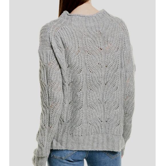 J.Crew Alpaca Blend Womens Pointelle Cable Knit Sweater AF007 Cottage Gray XL - Picture 2 of 16